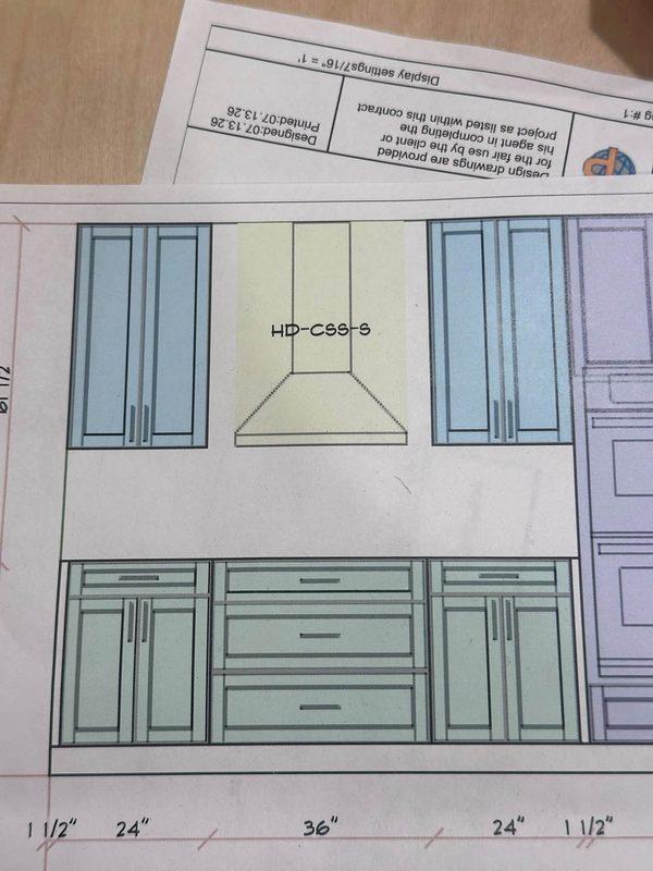 Cabinet elevation drawing for a kitchen layout